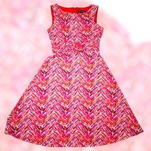 Jessica Howard Women’s Fit & Flare Dress – Size 10, Multicolor Chevron Print